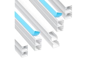 AiQInu Canalina Passacavi Adesiva, Cavo TV ordinato, Canalina Passacavi Muro, 12 mm(D)*12 mm(A)*0.4m(L), Verniciabile, Autoadesivo, Copertura per Cavi per Computer a Casa o in Ufficio(10 Pezzi)