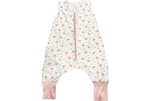 WYTbaby Saco De Dormir Con Pies 1,0 Tog, 100% Algodón Saco Dormir Bebe Todo El Año Para Niños y Niñas