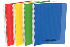 CONQUERANT Conquérant Cahier Classique A4 Grands Carreaux Seyès 100 Pages Reliure Intégrale Couverture Polypro Coloris Assortis