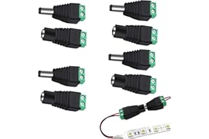 GOERPN 4 Paare 5.5mm x 2.1mm DC Power Connector,12 V DC Stecker Verbinder 2 Polig Männlich Stecker & Weiblich Buchse Kit, Stecker und Buchse DC Jack Power Connector für CCTV-Kamera LED Leiste