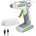 WORKPRO Cordless Glue Gun 7.2V with 20pcs Glue Sticks (7x100mm) | Fast Preheating Hot Glue Gun with 2000mAh Lithium-ion Battery | Automatic-Power-Off Glue Gun for Crafting with Indicator Lights