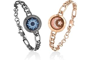 TOTWOO Bracelet Couple Intelligent, Cadeau Amoureux à Distance, Bracelet Connecté via Bluetooth Vibrant & Tactile, Acier Inoxydable 316L