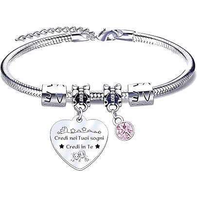Bracciale Amicizia Con Ciondolo In Acciaio Inox, Regalo Per Migliore Amica, Compleanno Donna, Confezione Regalo