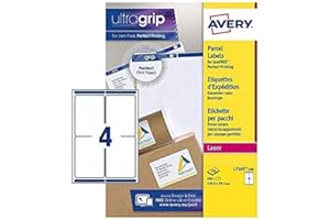 Avery España L7169-15-Etiquetas adhesivas blancas ideales para para envios paquetes, imprimibles, medida 99,1x139mm, Caja de 60 etiquetas