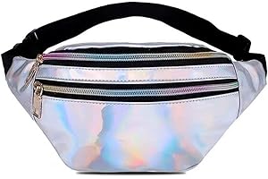 HCYANGZHANG Bauchtasche Kinder, Bauchtasche Damen Stylisch, Bauchtasche MäDchen, Verstellbarer Gurt UmhäNgetasche, Glitzer Mode Hüfttasche Wasserdicht,Geeignet für MäNner und Frauen(Silber)