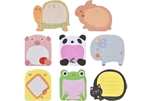 COZLLY 8pcs Notes Adhésives en Forme Animaux, Mini Notes Autocollantes, Super Sticky Notes, Blocs Mémo Autocollant pour Maison, Bureau, Cadeaux Elèves