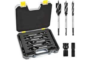 KYYGKY 8 Stück Holzbohrer Schlangenbohrer Holz Hartstahl Reibungsbohrer Holzbearbeitungsbohrer Set mit Gewindeadapter Bohrer set Beton 10mm/12mm/14mm/16mm/18mm/20mm/22mm/25mm für Holzbearbeitung