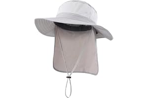 Decentron Outdoor UPF 50+ Mesh Sun Hat Wide Brim Fishing Hat with Neck Flap Hiking Bucket Hat for Men