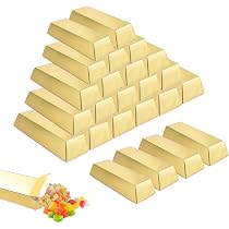 Lot De 20 Boîtes à Bonbons En Forme De Lingot D'or - Dimensions 14,5 X 5 X 3 Cm, Décoration Fête, Chasse Au Trésor