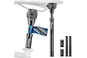 MAIKEHIGH Tige de Selle pour Vélo Suspendue, Aluminium Tube de Selle Amortisseur Ø27,2/30,9/31,6mm avec 2 Manchons Réducteurs 2 Ressorts pour VTT Vélos de Ville Vélo de Route