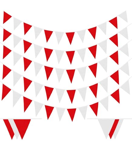 Bandierine A Triangolo Rosse E Bianche – Festone 5 Metri In Poliestere – 12 Bandiere Da 30x20 Cm – FlagSuperstore - 5