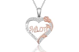 VOSAP Gifts for Mum Daughter Nana, S925 Sterling Silver Chain Rose Flower Necklace Jewellery, Perfect Christmas Mother’s Day Birthday Gift