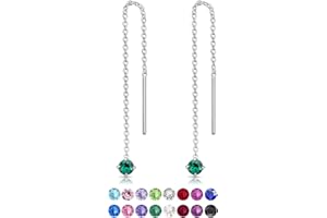 DTPsilver® Orecchini Pendenti Donna con Catena in Argento 925 e Cristalli Swarovski® 3mm - Orecchini Punto Luce - Orecchini Lunghi Donna Argento 925 Pendenti - Orecchini Saliscendi in Vari Colori