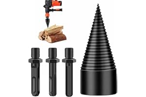 Thapncow 32mm Spaccalegna manuale in acciaio|con 360° Spaccalegna a cuneo|Cunei di spacco per legno|punta conica con 3 manici di foratura (quadro/esagonale/tondo) per spaccare legno e abbattere alberi