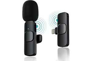 JUNLAI Wireless Lavalier Microphone for iPhone iPad, Plug and Play Noise Reduction Auto Sync Lapel Mic for Recording YouTube, Facebook Live Stream, TikTok, Vloggers, Interview(NO APP or Bluetooth Needed)