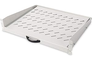 DIGITUS Ripiano Estraibile - 19 Pollici - 2U - Montaggio Frontale - Portata 30 kg - per armadi di Rete e Server - A Partire da 450 mm di profondità dell'Armadio - Grigio