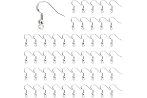 REBANKY LanYing 100 Piezas Ganchos para Pendientes Plata de Ley 925 Bola Hipoalergénica Plateada Accesorios Para Bricolaje Hacer Joyería RZ010