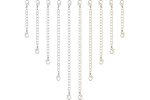 EAVUYIS 10 Pezzi Estensione del Braccialetto, Estensori per Collane, Estensori a Catena per Collane, Braccialetti e Creazioni Fai-da-Te (Argento/Oro Rosa, 2/3/4/5/6 Pollici)