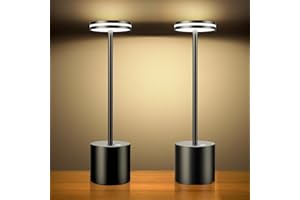 Hapfish 2 Pack Rechargeable Cordless LED Table Lamp, 5000mAh Battery Operated Table Lamps, 3 Color Modes, Dimmable, USB Desk Light for Home, Dining, Indoor, Outdoor, Living Room – Black