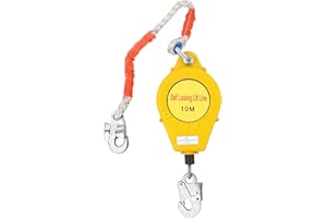 MaxEarn Dispositivo di protezione anticaduta retrattile, 10 m, in lega di acciaio, protezione contro le cadute, carico 150 kg, guinzaglio di salvataggio autoretrattile per lavori all'aperto in altezza