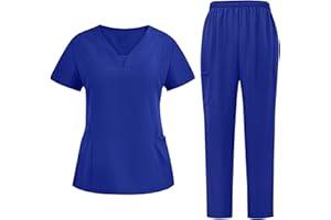 SLXBEAR Scrubs Uniforms Women Set UK Two Piece Outfit Solid Color Lounge Wear Set Workwear Beauty Tunics Womens Tracksuits Nurse Trouser Uniform