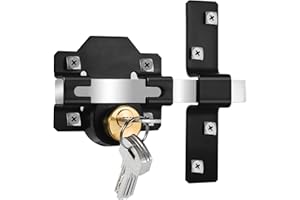 JVSURF Both Side Lock Door 70mm Long Throw Gate Lock Stainless Steel Grade Lockable with Rear Double Locking for Yard，Garden Doors/Gates Supplied 5 Keys (70mm)