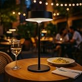 Dubai Solar Rechargeable Desk Lamp &ndash; 3 Stage Dimmer, Touch, Type-C USB, Solar Powered, Black Metal Body, 31 cm