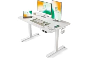 ‎FEZIBO FEZIBO Schreibtisch Höhenverstellbar Elektrisch mit USB-A und USB-C-Ladeanschlüssen,120 x 60 cm,Steh-Sitz-Schreibtisch,Standing Desk,Weiß