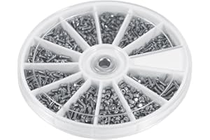 EJOYOUS 600 sztuk śrub i nakrętek ze stali nierdzewnej, 12 rodzajów mikrośrub zestaw naprawczy okularów, małe wymiary nakrętki śruby M1 M1.2 M1.4 M