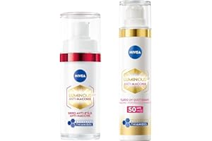 NIVEA Luminous630 Skincare Kit Anti-Macchie, Set skincare completo con Siero Viso Anti-Età & Anti-Macchie 30 ml e Fluido UV Quotidiano Crema viso SPF 50 40 ml con Thiamidol brevettato antimacchia