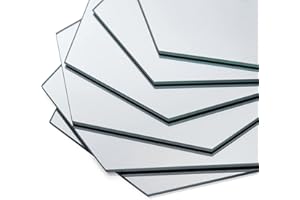 GOLD&CHROME UNIQUE DESIGN Kryształowe Lustro Ścienne, Zestaw 6 Sztuk, Sześciokątne, 24 cm x 21 cm x 0,3 cm, 0,3 kg, Samoprzylepne, Dołączona Taśma, C-Kant, Nowoczesne, Minimalistyczne