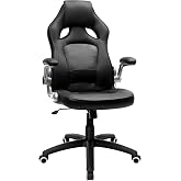 SONGMICS Oyuncu Koltuğu, Ofis Koltuğu, D&ouml;ner Sandalye, Siyah, Obg62B, 70 X 65 X 115 Cm