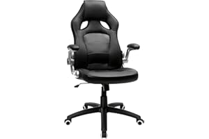 SONGMICS Silla de oficina ergonómica, Silla giratoria y de altura ajustable, Silla de estudio, con ruedas, Negro OBG62B