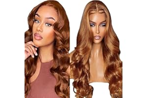 Lakaisa Body Wave Human Hair Wig Lace Frontal Parrucche Donna Capelli Veri Glueless Wear and Go Grade 8 A 100% Brazilian Remy Hair 4X1 HD Lace #30 Brown Color Hair No Smell for Women 28 Inch