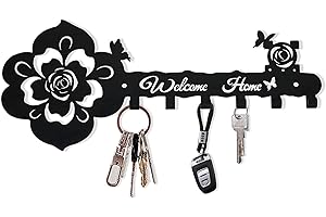 Greyoe Porte Clef Mural, Porte Clé Mural, Boite a Clefs Murale Decorative, Porte-clés Mural Avec 7 Crochets en Fer Forgé Hibou Porte-clés en Métal Crochet à Clés Ornement (rose, 1 Set)