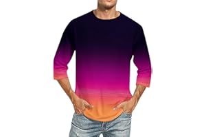 ROSENNIE Shirt 3/4 Arm Herren Rundhals 3D Druck Dreiviertelarm Shirt Sommer Henley Shirt Für Männer Casual Papa Tshirt Relaxed Fit Laufshirt Leichte Freizeitshirt Slim Fit Rugby Shirt