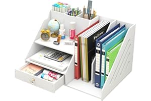 Kaishuai Organizer Scrivania,Organizer da ufficio,Portadocumenti da scrivania,Porta oggetti scrivania con 3 Portapenne,2Porta Documenti,per documenti A4,Cancelleria,Accessori ufficio