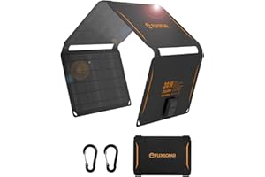 FlexSolar Przenośna ładowarka do paneli słonecznych 30 W, wodoodporny, składany panel słoneczny IP67 z portem USB QC3.0/DC, kompatybilny ze Smarthone, powerbankiem, elektrownią, do aktywności na