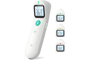 FEMOMETER FAMILY Termómetro para la fiebre sin contacto para bebés y adultos, termómetro digital de frente por infrarrojos con lectura instantánea, lectura precisa, alarma de fiebre (blanco puro)