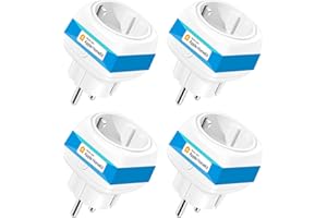 Meross Presa Intelligente Wifi, Smart Plug Wifi Mini (Type F), Compatibile con Apple HomeKit, Alexa, Google Assistant, e SmartThings, Controllo Remoto tramite APP Meross, 10A, 2400W, 4 Pezzi