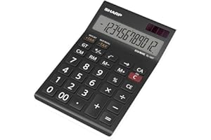 Sharp EL125TWH - Calcolatrice da scrivania, colore nero