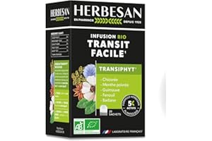HERBESAN®-TRANSIPHYT INFUSION BIO -Transit naturel, Bien-être digestif - Saveur Menthe - Sans plastique- 100% plantes - 20 sachets en papier