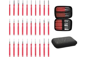 Unpoten Pin Extractor kit,30 StüCk Vag Stecker Entriegelungswerkzeug, Rot Connector Pin Removal Tool Kit,Mini Depinning Tool, Terminal Pin Removal Tool FüR Broken Key Extractor Kit.