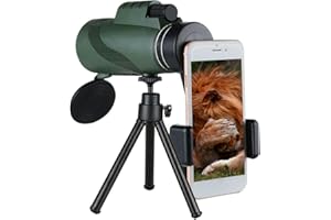 PEPPY Telescopio monoculare con zoom 80 x 100 per adulti, ad alta potenza, con treppiede e adattatore per smartphone, ideale per birdwatching, escursionismo, design impermeabile