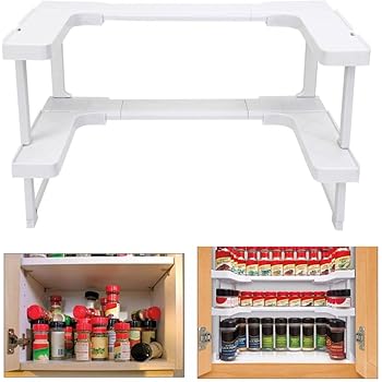 Gewürzregal für Küchenschrank, Ohne Bohren, Stapelbar und Teleskopregal