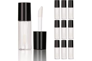 COSIDEA Lot de 10 tubes ronds vides en plastique noir de 3 ml, mini tube de gloss à lèvres, flacon d'emballage d'huile à lèvres de 2,8 g