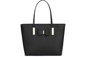 kukubird Women's Top-Handle Black Large Tote Bag Handbag Simple Shoulder Bag with Zipper for School Work Leisure