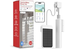 SwitchBot Blind Tilt Motorized Blinds - Smart Electric Blinds with Bluetooth Remote Control, Solar Powered, Light Sensing Control, Add Hub to Work with Alexa & Google Home