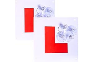 ShaniTech Pack of 2 Fully Magnetic Learner Driving L Plates with 8 Suction Cups DVLA Approved Size, Easy Attach and Remove inside or outside, Waterproof, L Plate for Learning Car, Van or Bus