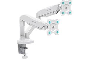 ONKRON Bras 2 Ecran PC Blanc 13–32 Pouces – Double Bras Ecran PC Jusqu’à 8 kg, Bras Articulé Écran PC Blanc VESA 100x100 Max, Poste avec Pied pour Ecran PC et Bras Moniteur PC, G160-W